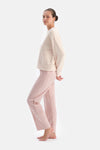 Ekru Nakışlı Polar Sweatshırtlü Pantolon Pijama Takımı