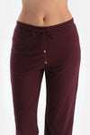 Bordo Biye Detaylı Cepli Penye Modal Pijama Takımı