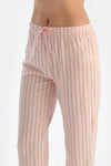 Açık Pembe Çizgili Penye Modal Pijama Takımı