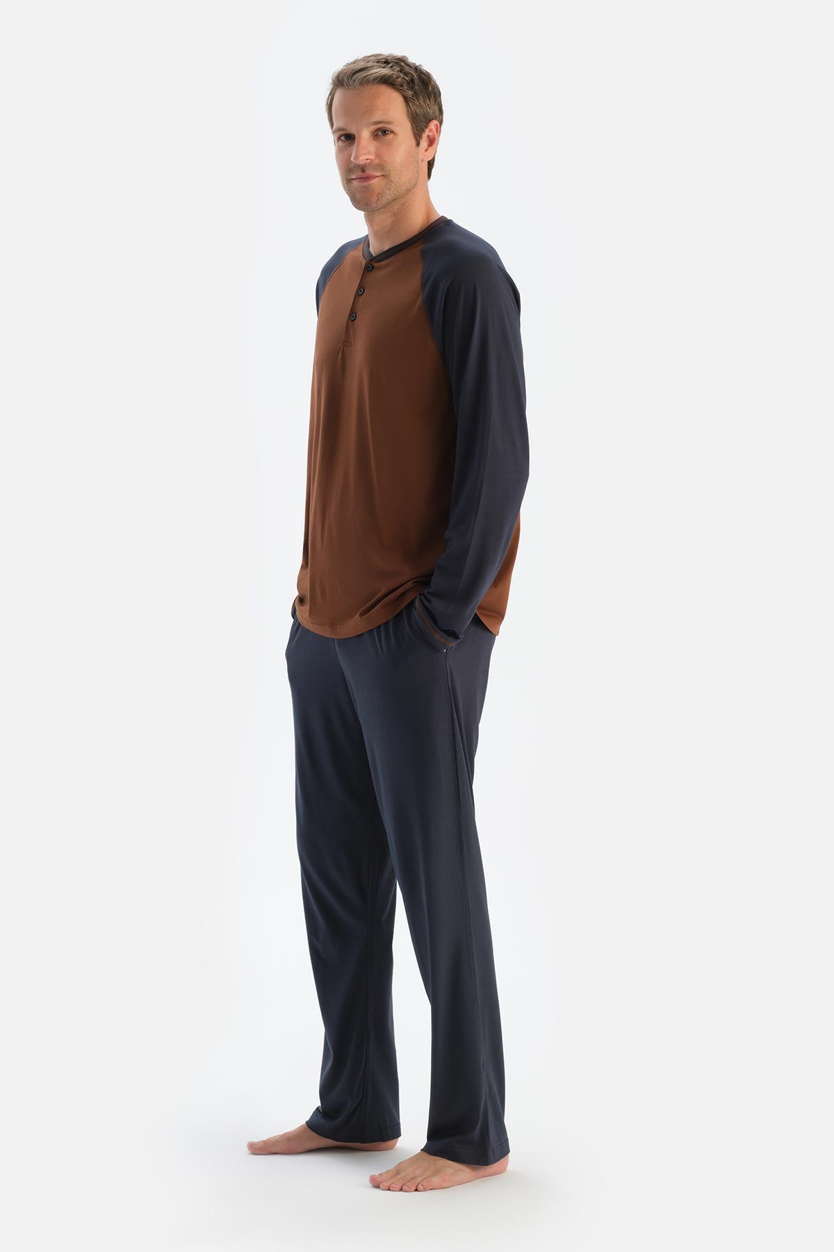 Camel Reglan Kol Patlı Tişört Pantolon Pijama Takımı