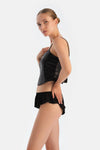 Siyah Payetli Crop Top