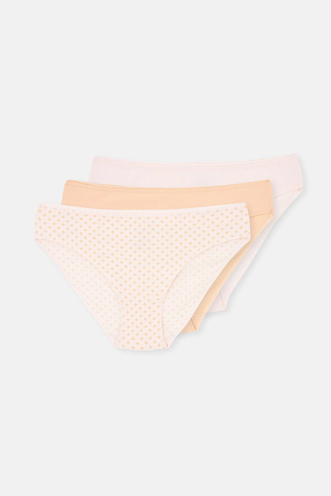 Açık Somon-Soft Pembe Soft Kadın 3'lü Desenli Brıef Külot