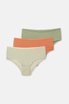 Somon-Yeşil Kadın 3'lü Desenli Hipster Külot