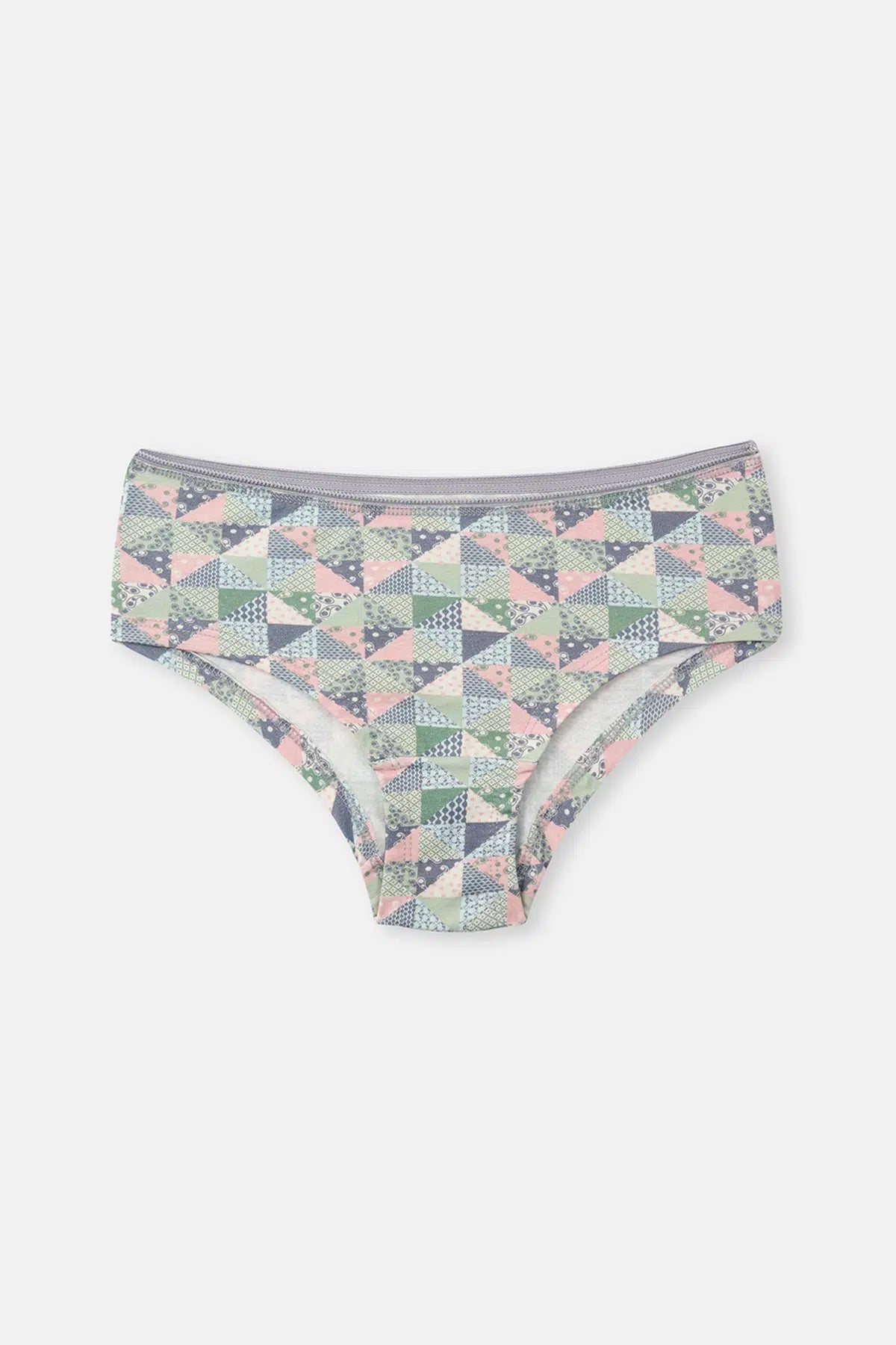 Gri-Soft Pembe Soft Kadın 3'lü Desenli Hipster Külot