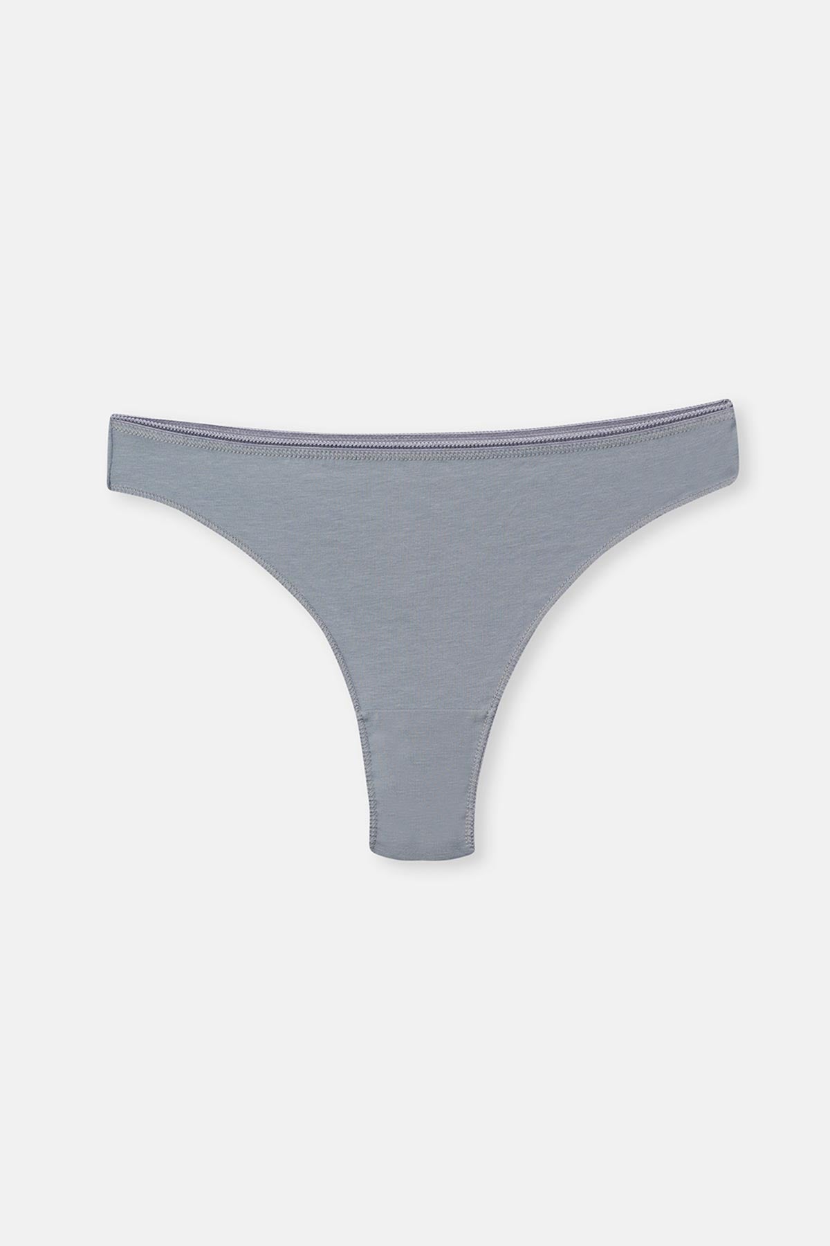 Gri-Mor-Soft Pembe Soft Kadın 3'lü Düz Thong Külot