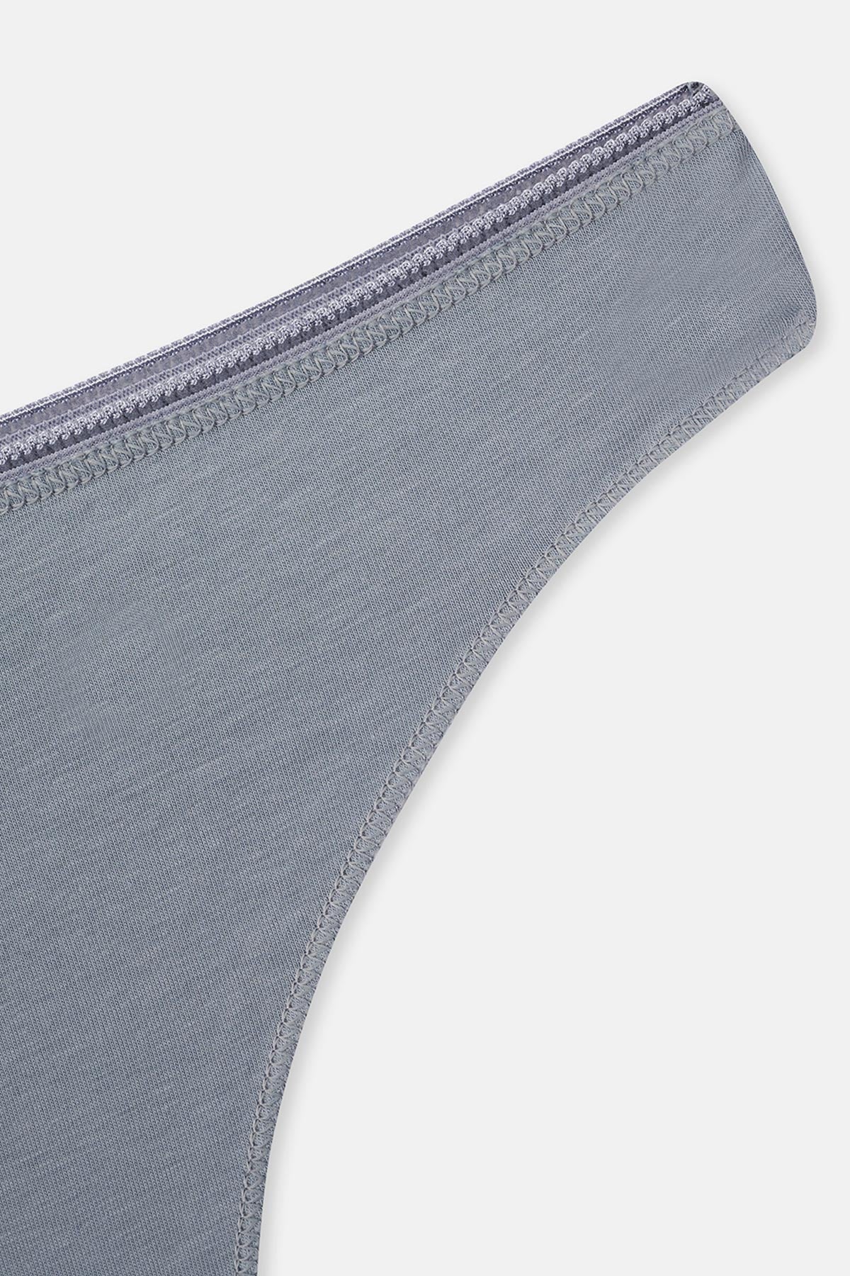 Gri-Mor-Soft Pembe Soft Kadın 3'lü Düz Thong Külot