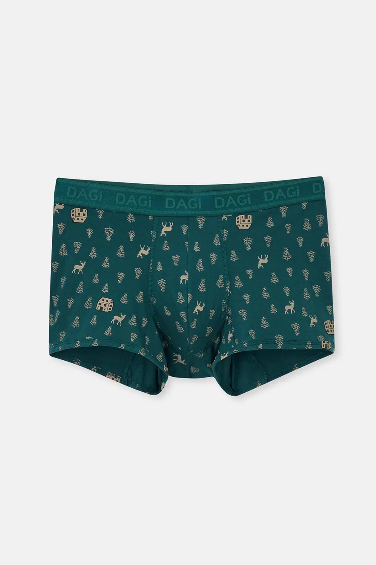 Koyu Yeşil Yılbaşı Desenli Kısa Micro Modal Boxer