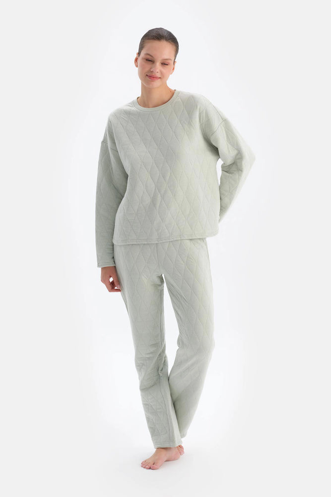 Açık Gri Kapitone Pijama Altı