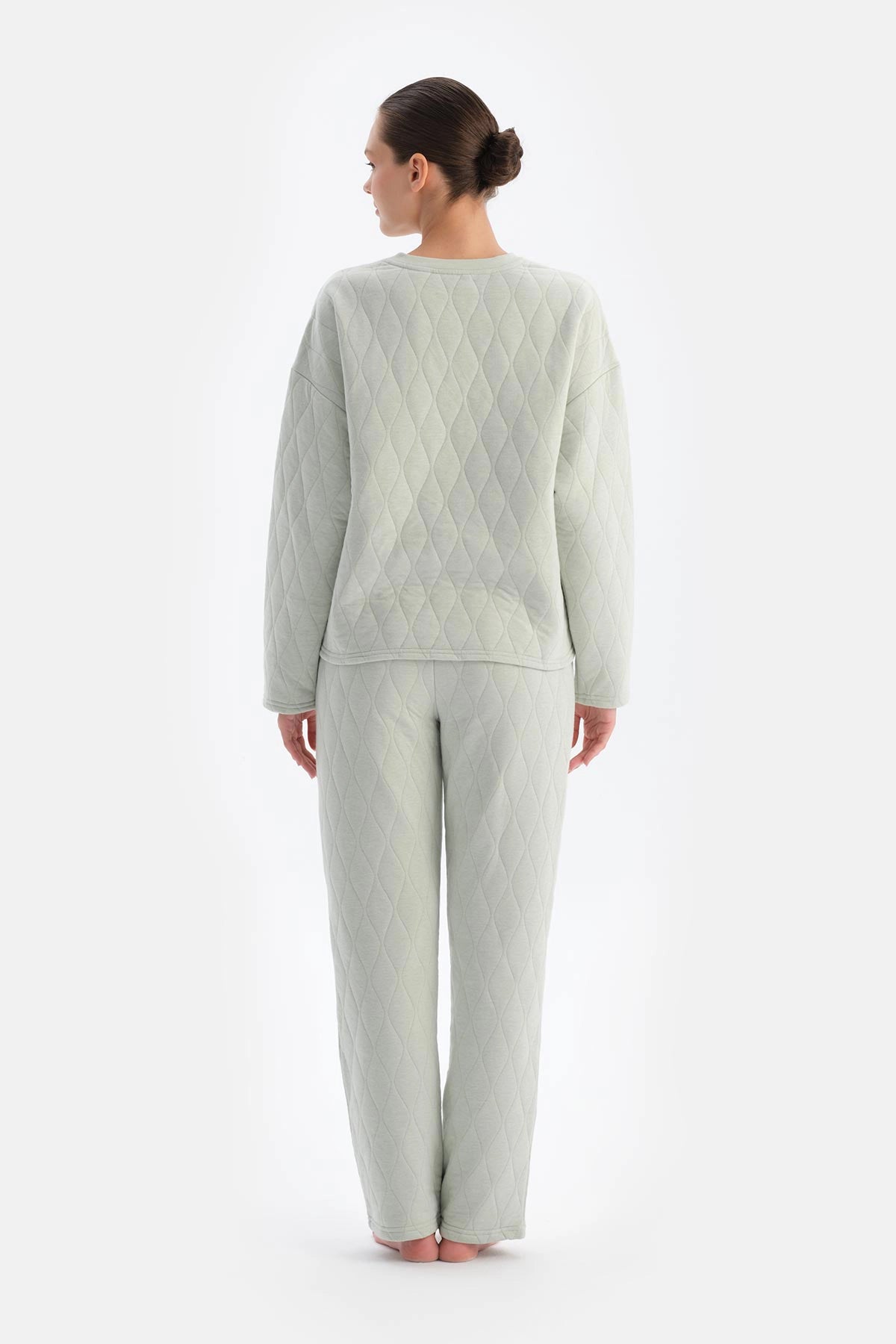 Açık Gri Kapitone Pijama Üstü