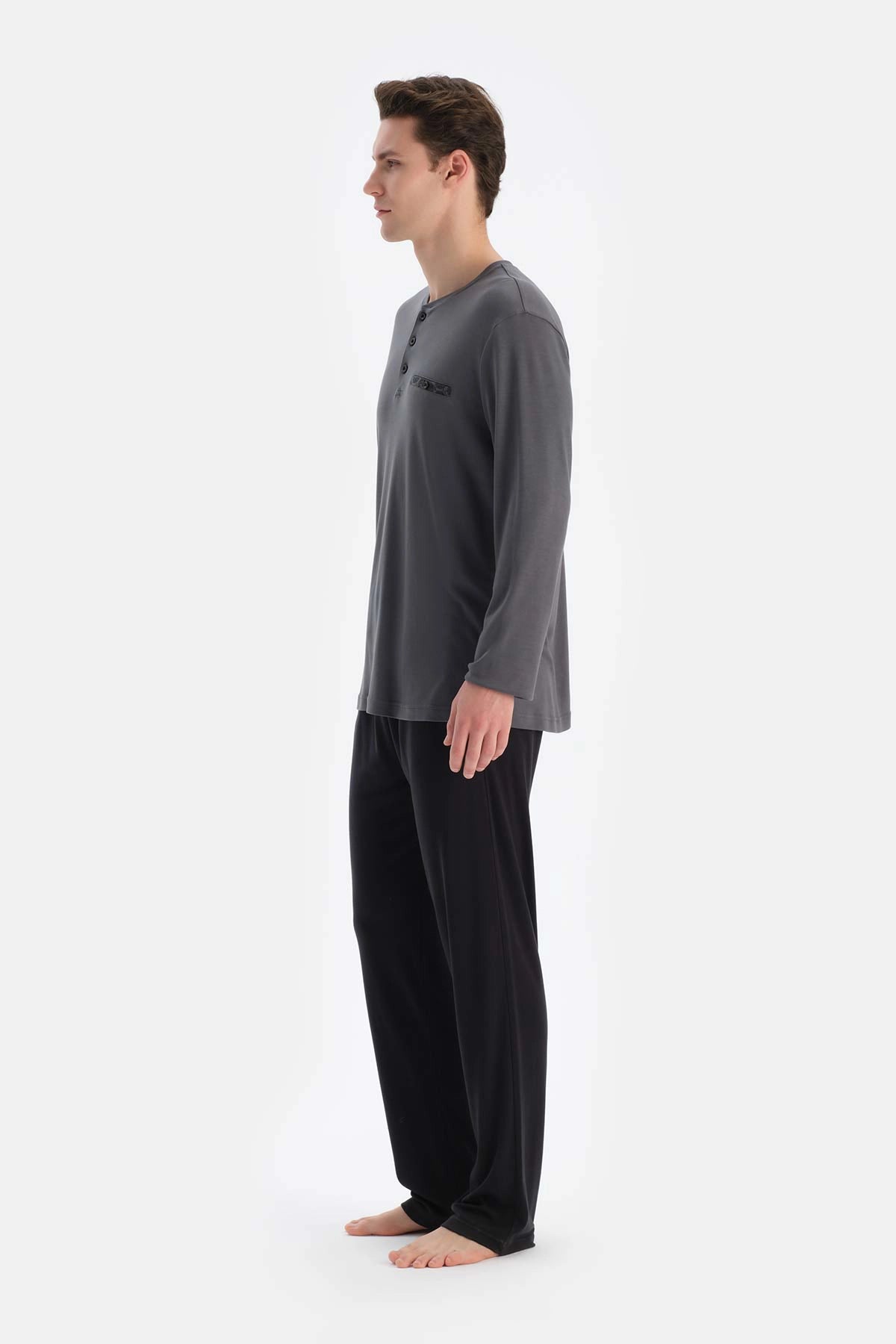 Füme Tshırt Pantolon Şort Üçlü Groom Set Pijama Takımı