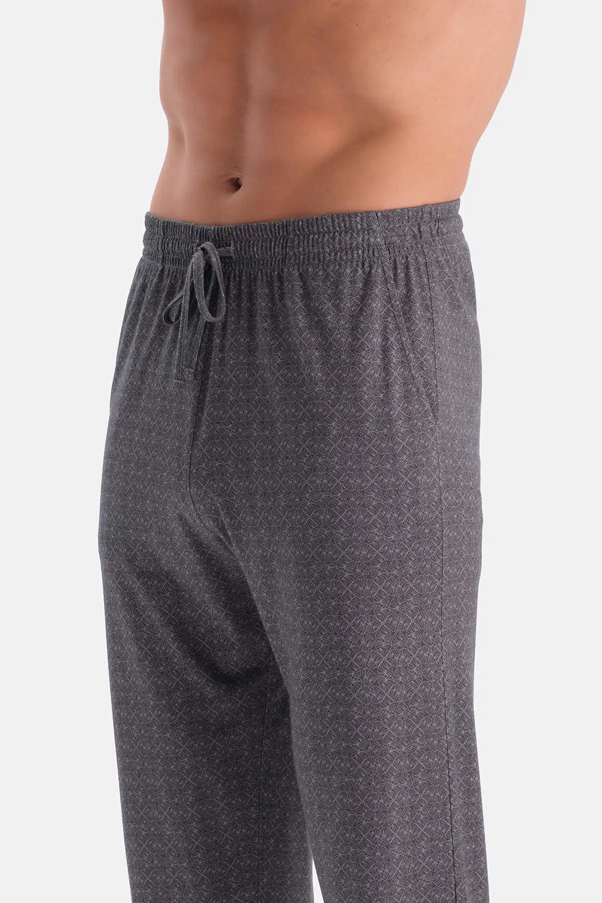 Gri Bisiklet Yaka Oversıze Üstlü Pamuk Modal Pijama Takımı