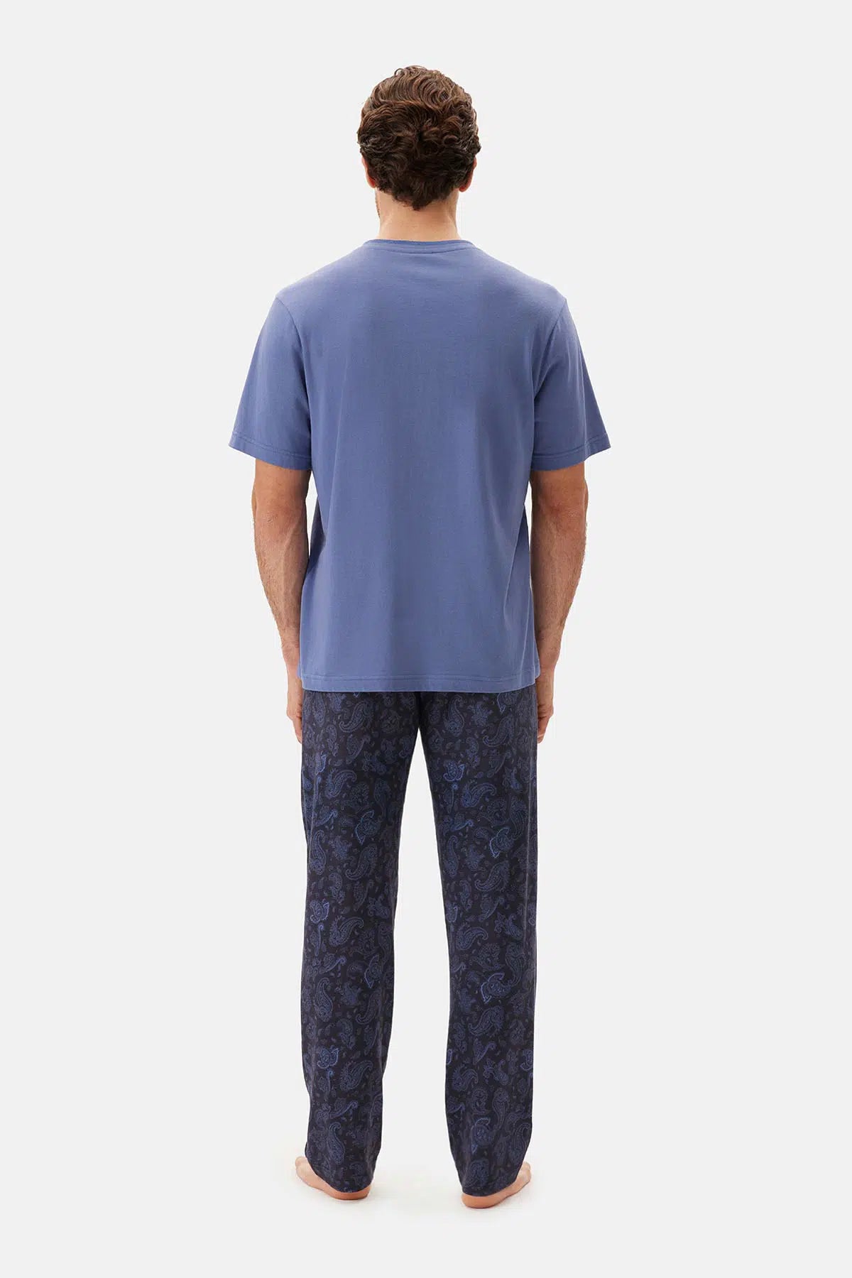 Indigo Yarım Patlı Tişört Pantolon Pijama Takımı