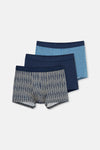 Lacivert Pamuk Desenli 3'lü Boxer