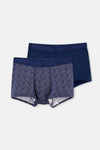 Lacivert Micro Modal Desenli 2'li Boxer