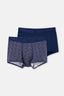 Lacivert Micro Modal Desenli 2'li Boxer