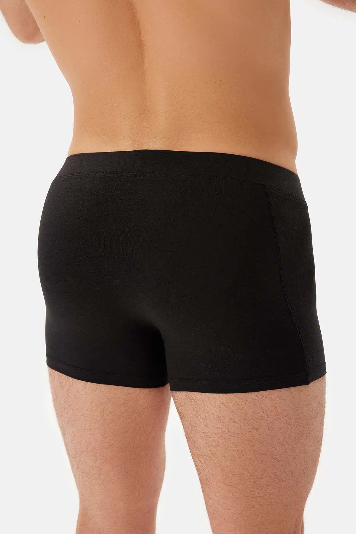 Siyah Dikiş Detaylı Kumaş Kaplama Lastikli Boxer