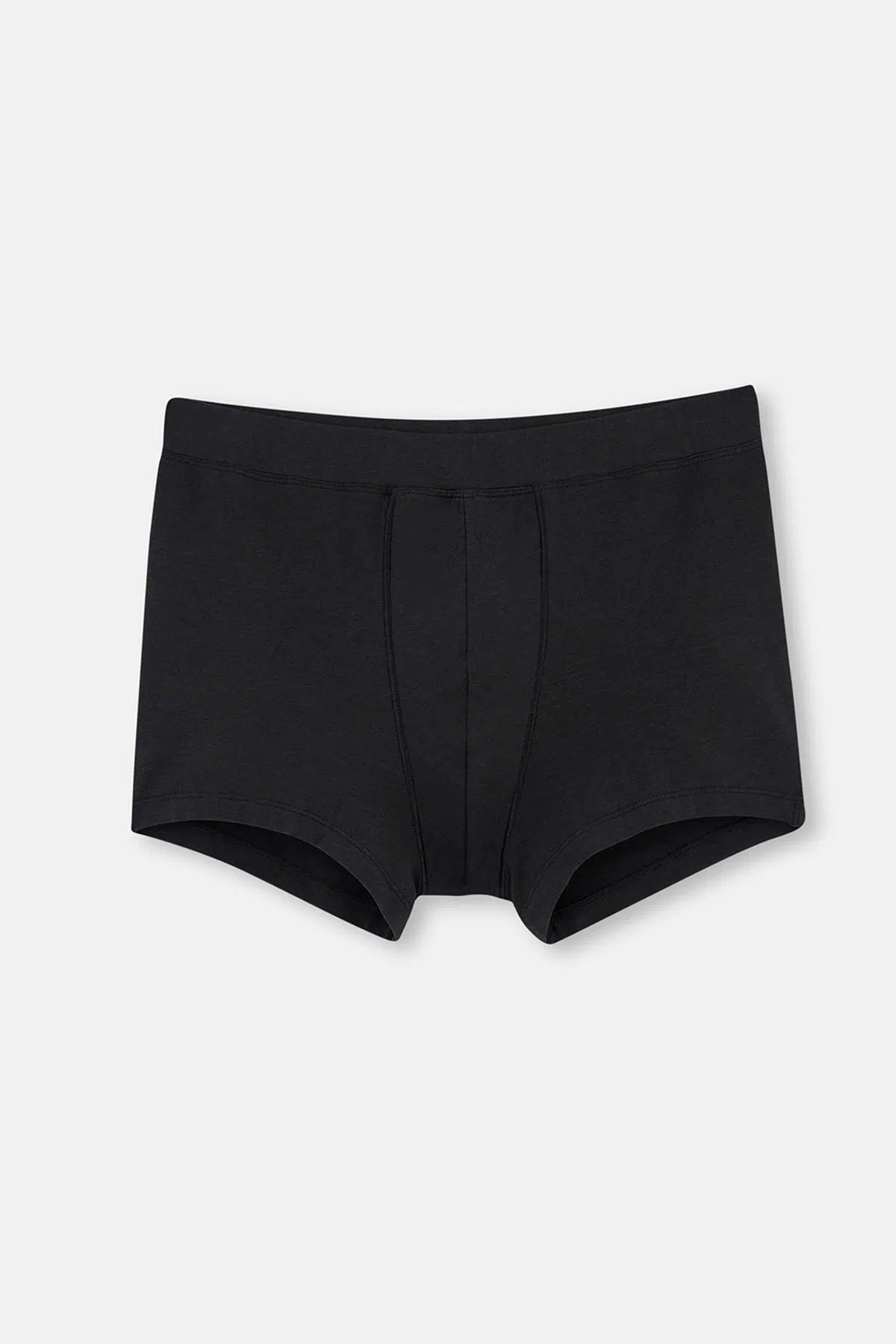 Siyah Dikiş Detaylı Kumaş Kaplama Lastikli Boxer