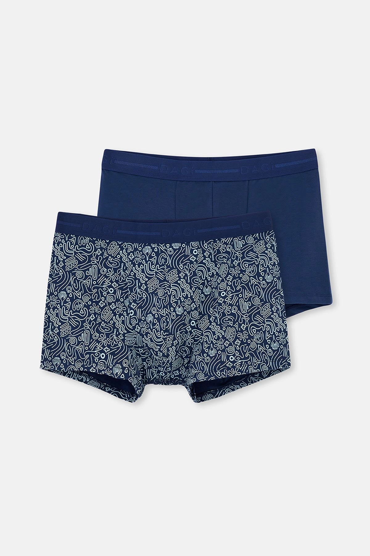 Lacivert Pamuk Desenli 2'li Boxer