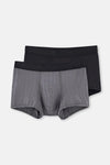 Siyah Micro Modal Desenli 2'li Boxer