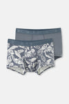 Gri Micro Modal Desenli 2'li Boxer