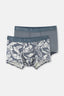 Gri Micro Modal Desenli 2'li Boxer