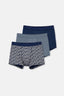 Lacivert Pamuk Desenli 3'lü Boxer
