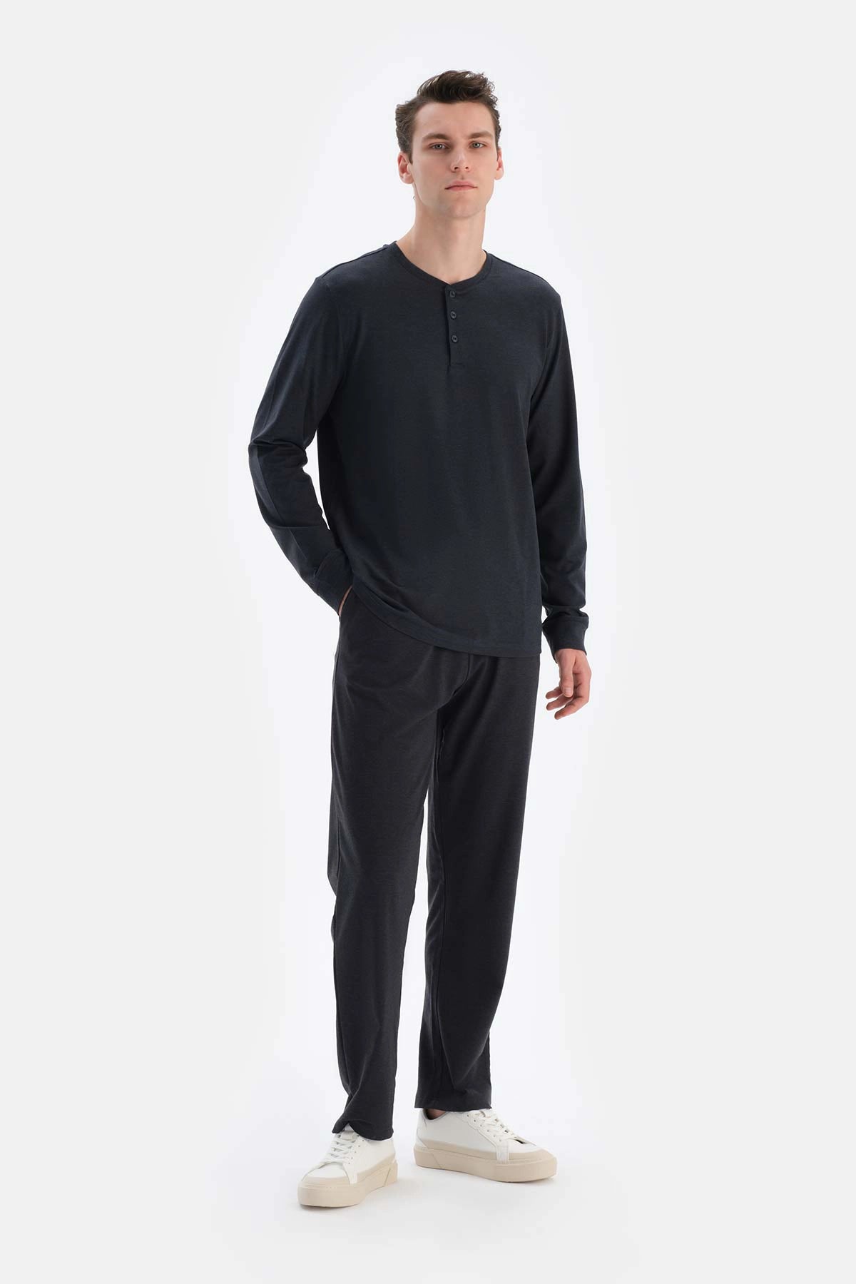 Lacivert Yarım Patlı Regular Fit Everfresh Tişört