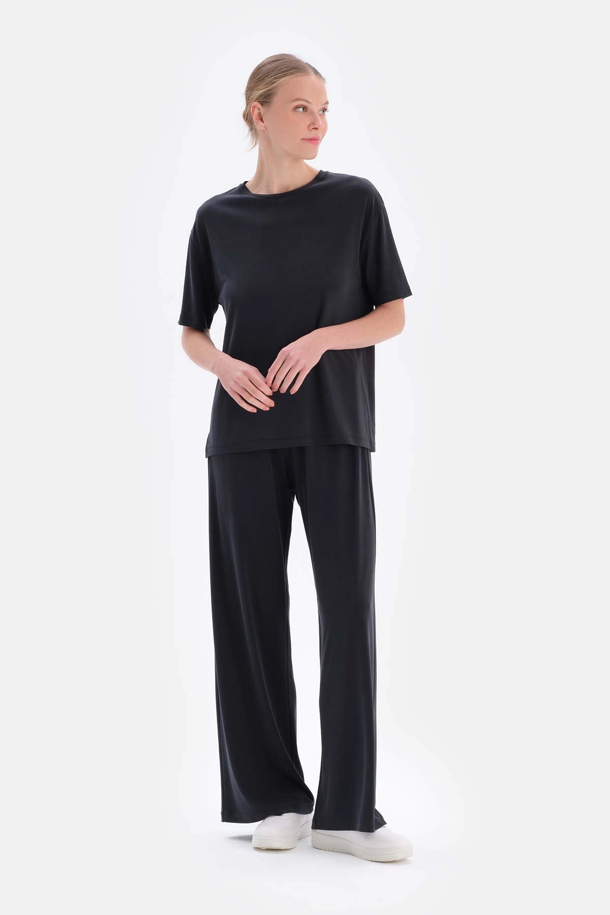 Siyah Cepli Cupro Pantolon