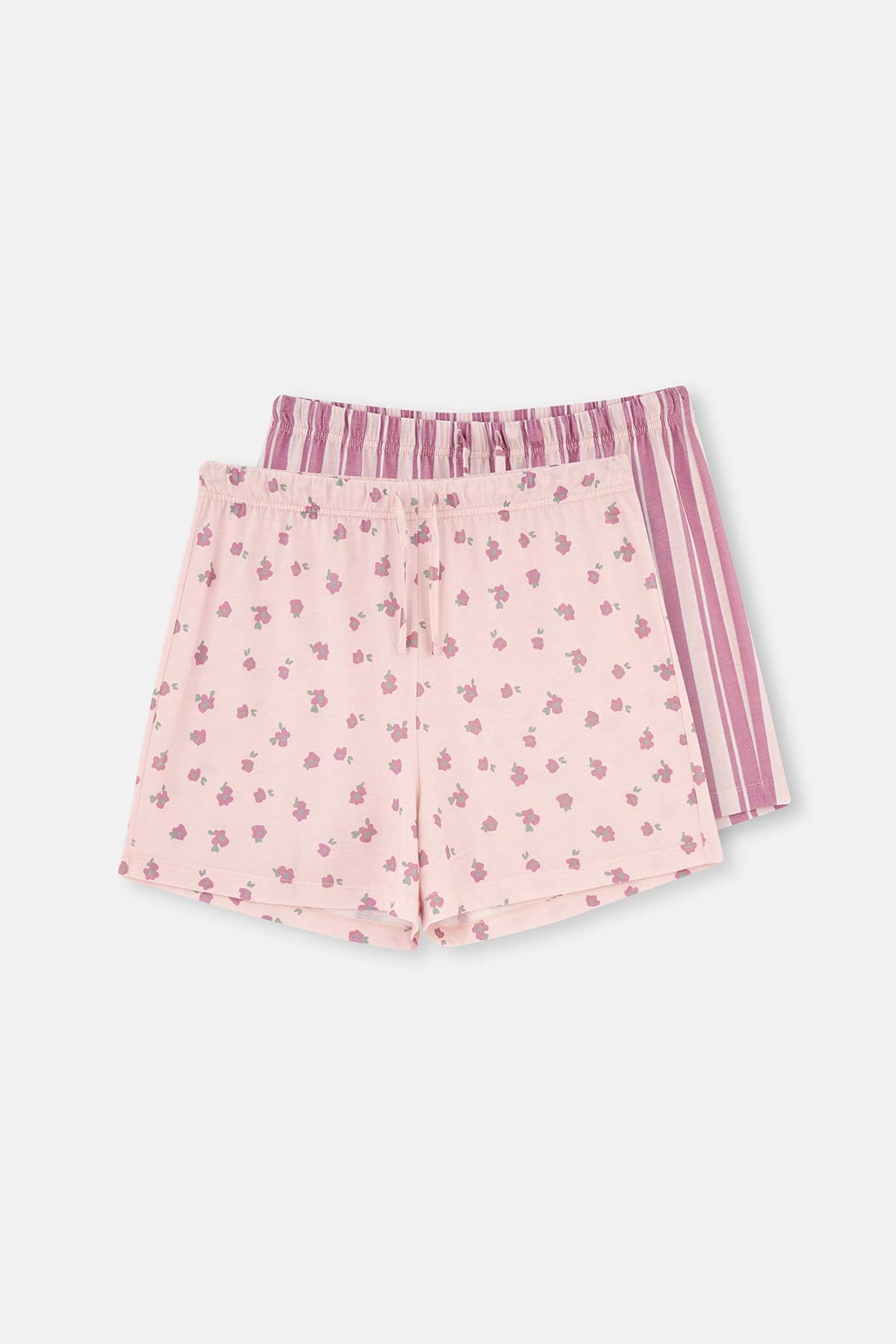 Açık Pembe 2'li Modal Örme Şort Pijama Altı