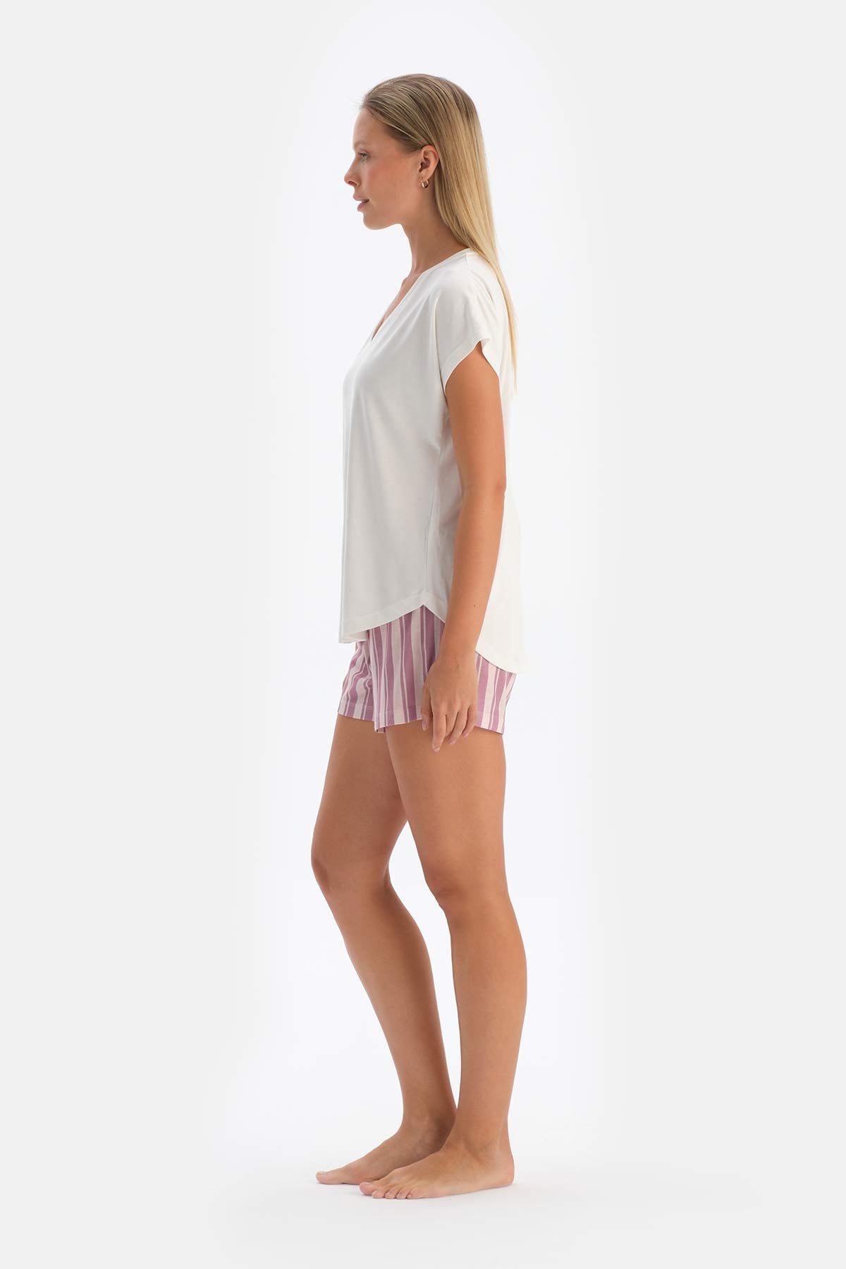 Açık Pembe 2'li Modal Örme Şort Pijama Altı