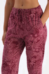Bordo Şal Desenli Pamuk Modal Gömlek Pantolon Pijama Takımı