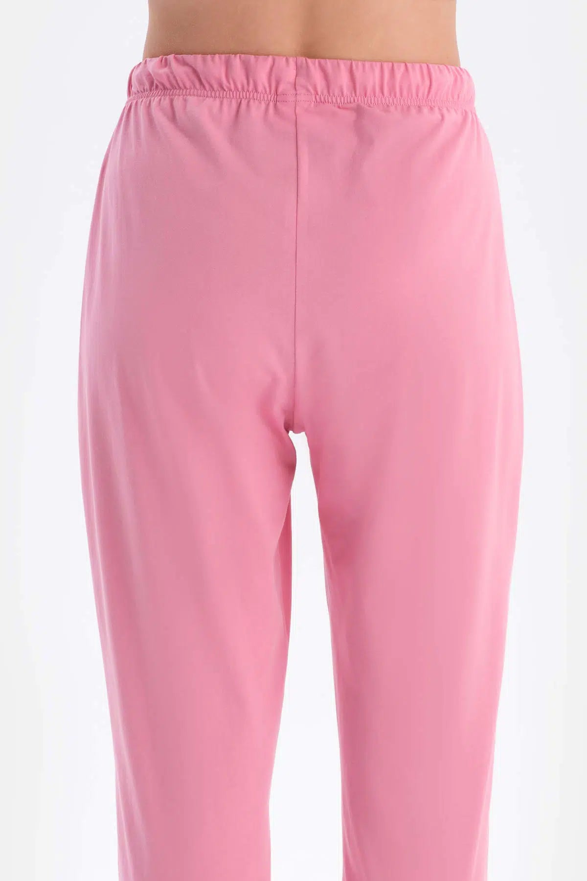 Ekru Kısa Kollu Parça Baskılı Tişört Pantolon Pijama Takımı