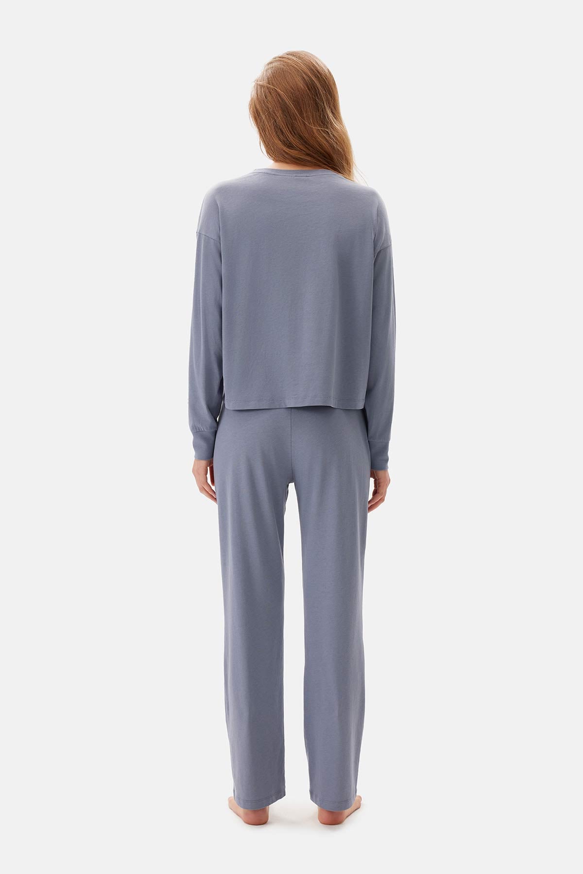 Mavi Uzun Kollu Celliant Pijama Takımı
