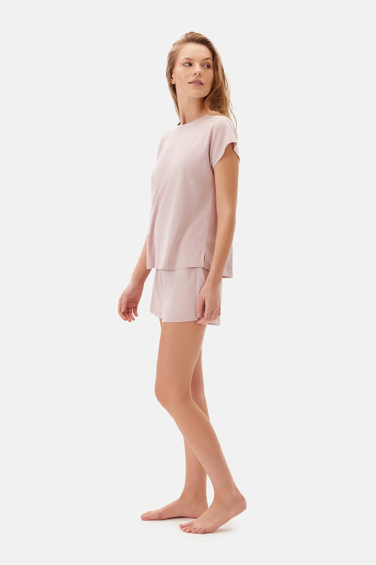 Pembe Kayık Yaka Celliant Şortlu Pijama Takımı