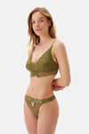 Haki Takçık Kaplı Dantelli Bralet