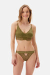 Haki Takçık Kaplı Dantelli Bralet