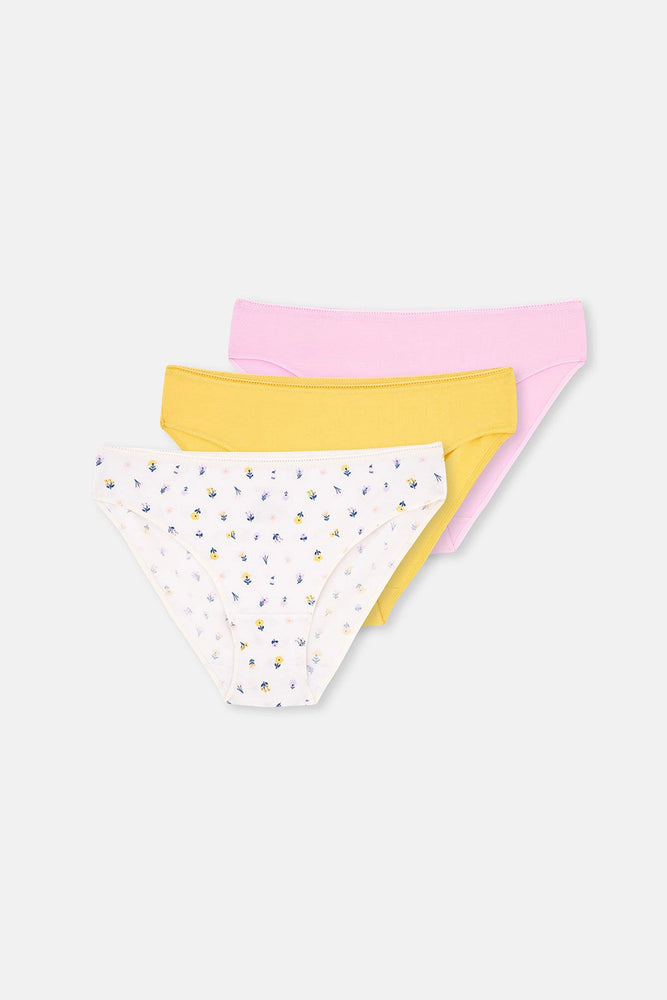 Multicolor Kadın 3'iü Çiçek Desenli Brief Külot