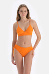 Turuncu Yanı Büzgülü Bikini Alt