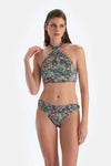 Kiremit-Mavi Düşük Bel Bikini Alt