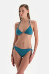 Petrol Mavi Spagetti Bikini Alt