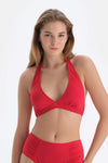 Kırmızı Üçgen Geniş Bikini Üst