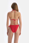 Kırmızı Üçgen Balensiz Küçük Bikini Üst