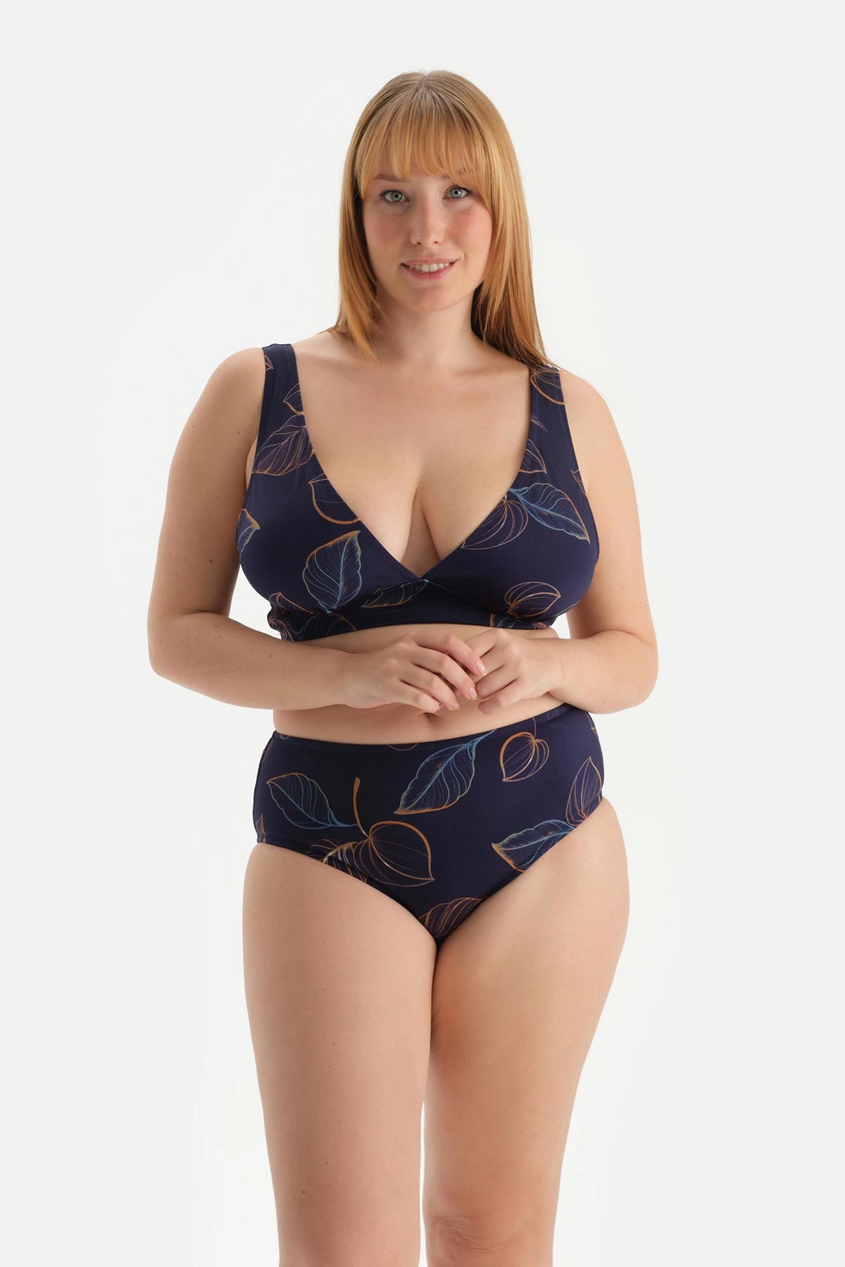 Lacivert Korseli Toparlayıcı Bikini Üst