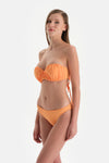 Turuncu Straplez Kaplı Bikini Üst