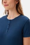 Indigo Yarım Patlı Viskon Şortlu Pijama Takımı