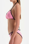 Siyah-Pembe Üçgen Küçük Bikini Üst