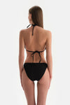 Siyah-Pembe Üçgen Küçük Bikini Üst