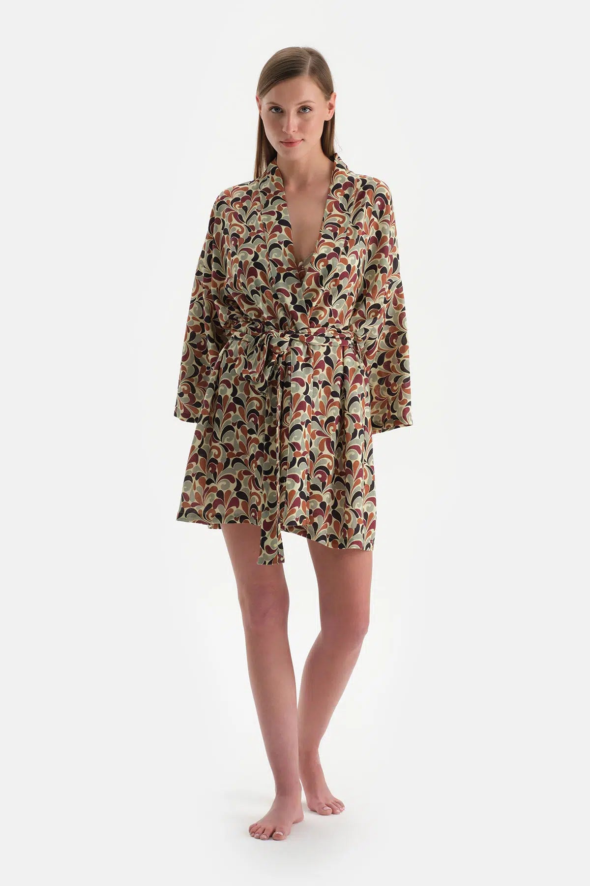 Kahverengi Kısa Kimono