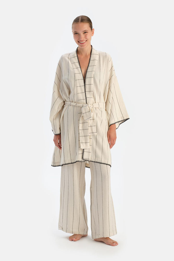 Ekru-Siyah Ryder Act - Anatolia Koleksiyonu - Kimono