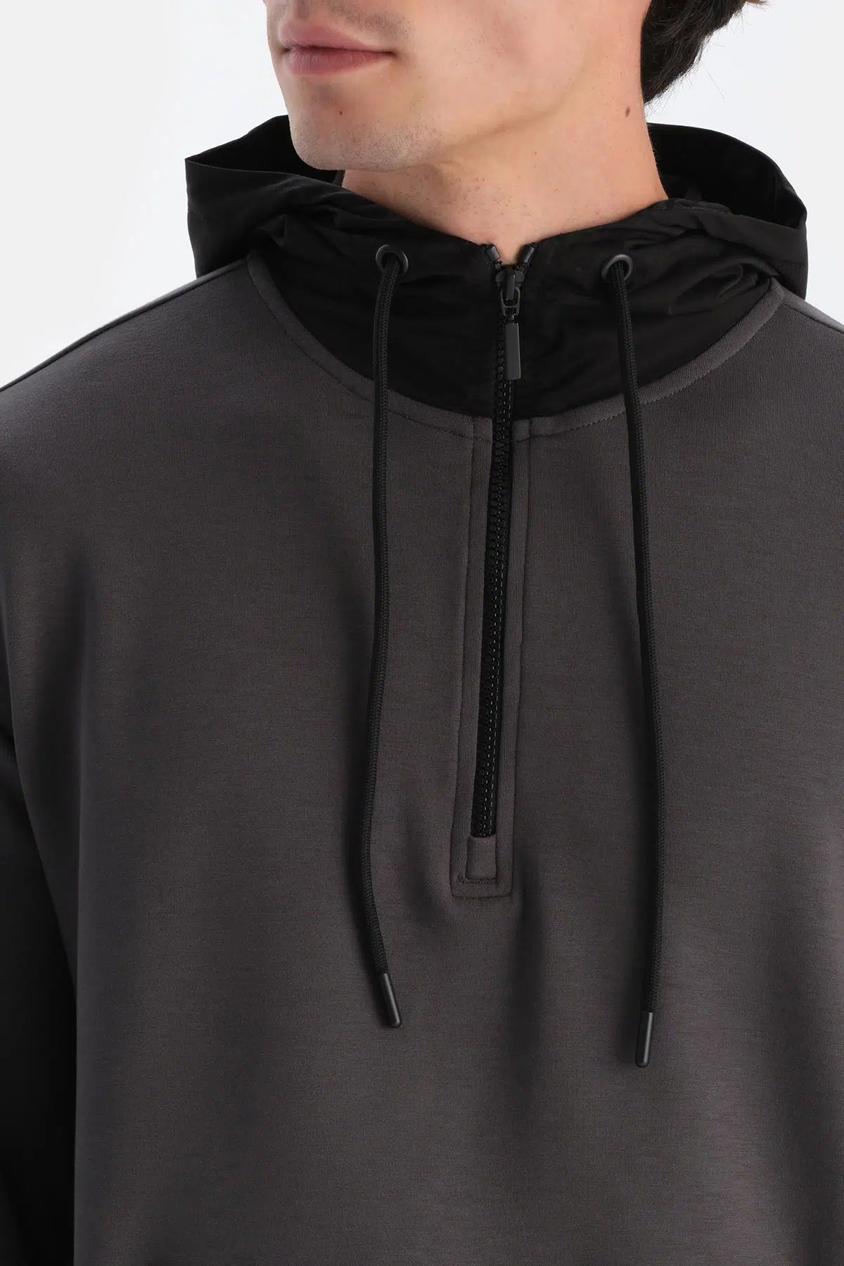 Antrasıt Erkek Kapişonlu Modal Sweatshırt